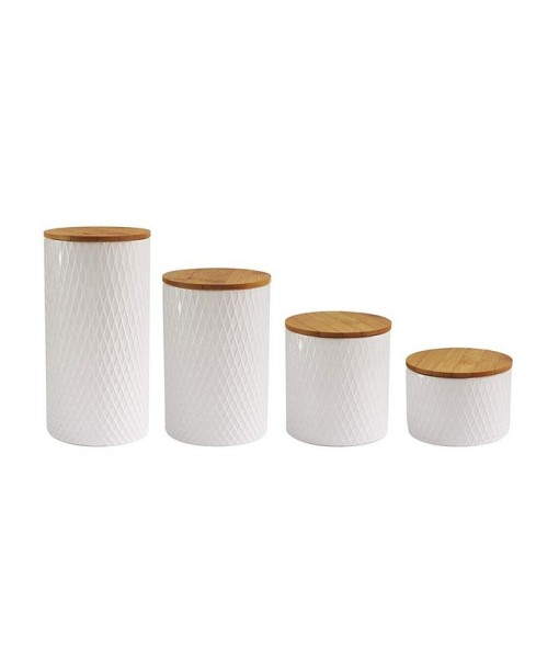 Diamond Embossed White 4 Piece Canister Set