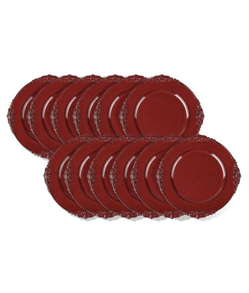 Embossed Round Charger Plate 12 Piece Dinnerware Set  Service for 12