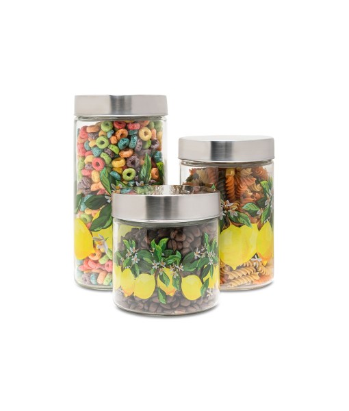 Lemon Glass Canisters Set  3 Piece