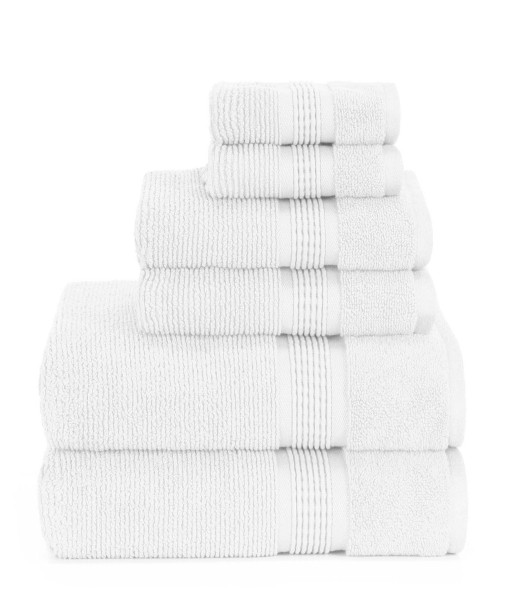 Sapphire Resort Gifford Textured Zero Twist Ribbed Border 6 Piece Bath Towel Set